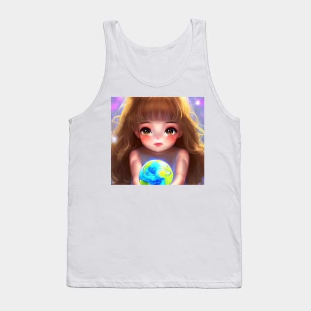 Save the earth cute girl Tank Top by cloudart2868